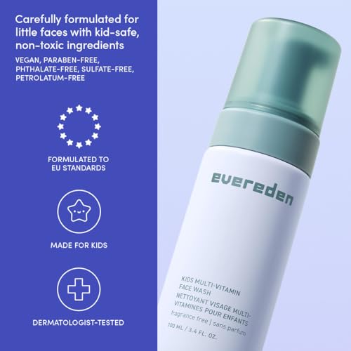 Evereden Unscented Kids Face Wash - Gentle, Hydrating Cleansing for Sensitive Skin, 8oz
