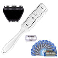 ALAZCO Combo Set, White Plastic Personal Double Edge Razor Comb Hair Beard Bikini Trimmer and Mini 3-Razor Black Plastic MANUAL TRIMMING Comes with 12 Extra Blades