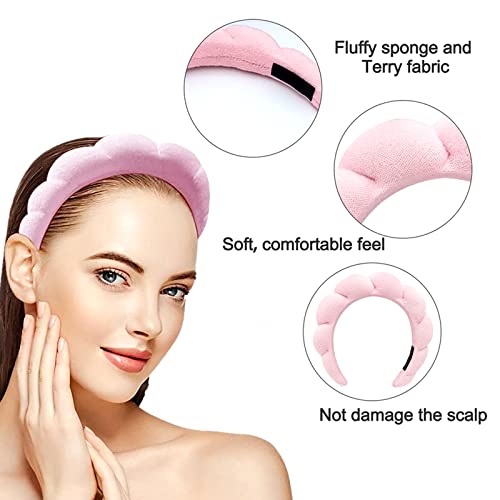 JOYFISCO Spa Headband for Women Girls, Sponge Makeup Headband Padded Soft Hairband for Washing Face, Makeup, Shower, Skincare, Yoga