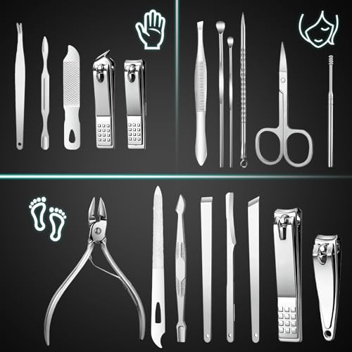 19-Piece Professional Manicure Set - Stainless Steel Nail & Pedicure Tools