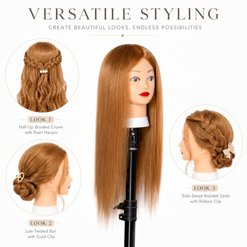 Mannequin Head 26-28" Real Human Hair Styling Practice Head