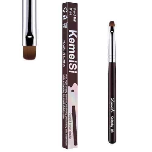 Nail Brush for French Tip, Clean Up Brush for Gel Polish Dual-Use Brush with Wooden Handle for Acrylic/Polygel/Builder Gel #8