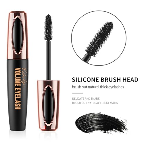 4D Silk Fiber Lash Mascara - Smudge-Proof, Extension, Voluminous, Natural & Waterproof, Long-Lasting, No Flaking/No Clumping, All Day Exquisitely Full (2 Packs)