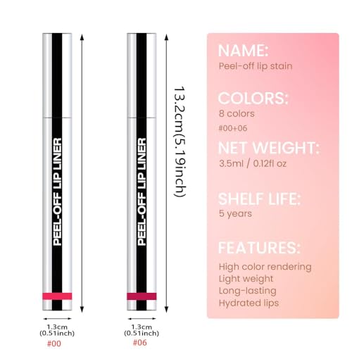 Matte Peel Off Lip Stain & Liner - Long Lasting Waterproof