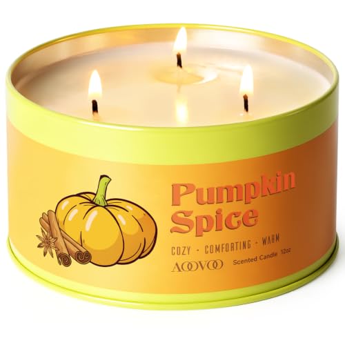 AOOVOO Fall Pumpkin Spice Candle 12oz Scented Home Decor - Cozy Autumn Atmosphere