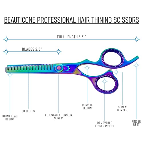Professional Hair Thinning Scissors with Serrated Teeth & Leather Pouch