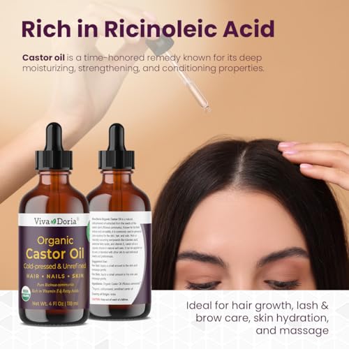 Viva Doria Organic Castor Oil 4 Fl Oz | Cold Pressed