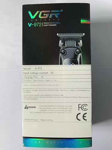 VGR 972 Professional Hair Trimmers, Precision Beard Trimmer for Men, Cord/Cordless and Rechargeable with LED Display