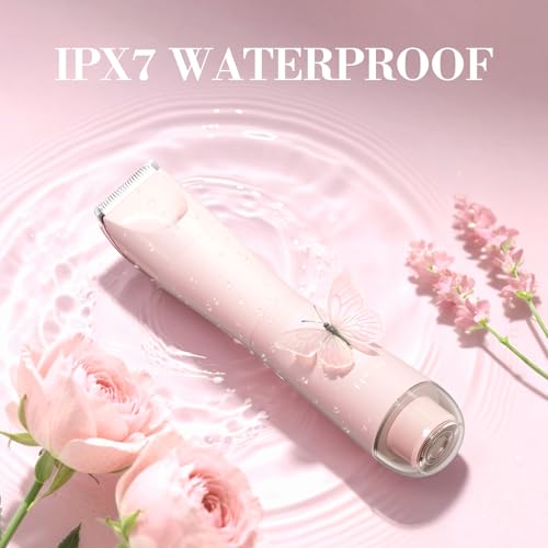 Bikini Trimmer for Women, Flyant 2 in 1 Electric Shaver for Women, Pubic Hair Trimmer Waterproof IPX7 with LED, Bikini Razor for Leg Arm Underarm Bikini Area, Teen Girl Gifts - Lavender Dream Purple