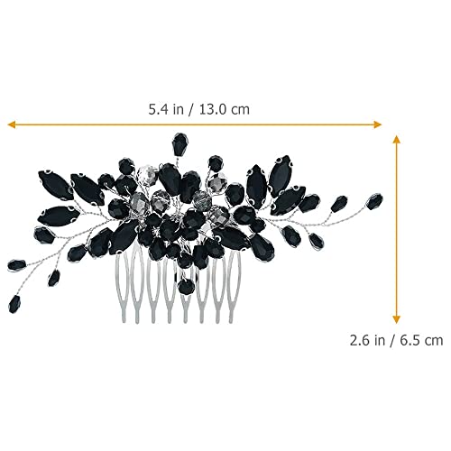 Black Teardrop Rhinestone Hair Comb - Bridal Wedding Hairpiece