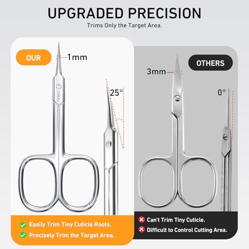 THRAU Extra Fine Cuticle Scissors - Stainless Steel Precision Nail Trimmer