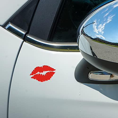 CUSHYSTORE 2X Lips Kiss Lady Sweet Girl Reflective Decal Sticker (3"x1.9", Red)