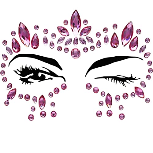Mermaid Pink Face Gems Rhinestone Stickers for Rave & Festival