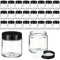 24 Pcs 4 oz Glass Jars with Lids, Clear Candle Jars with Black Lids Round Empty Candles Container Tins Candle Making Storing Lotions Spice Powder Liquid Sample Makeup (Clear)