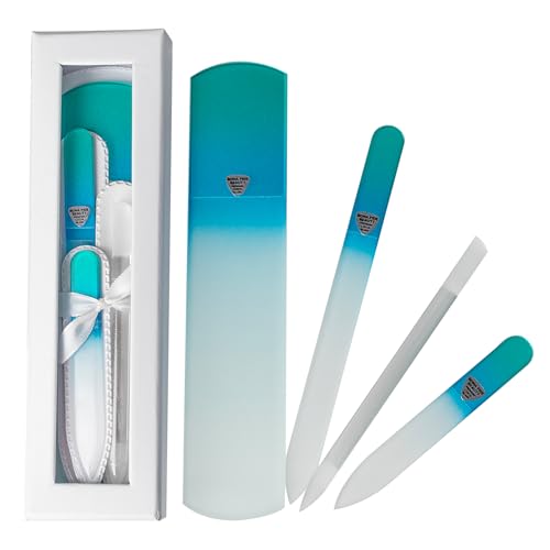 Czech Glass Nail Care Set: Foot File, Nail Files & Cuticle Pusher