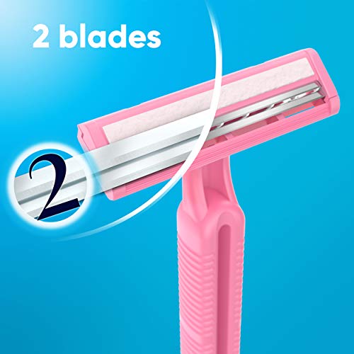 Disposable Razors for Women - 18 Count, Comfort Handle & Lubrastrip