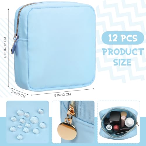 Umigy 12 Pcs Preppy Cosmetic Bags Nylon Mini Makeup Bags Bulk Waterproof Cute Travel Pouch Purse for Her Gifts DIY Daily Use Storage Organizer (Colorful Style)