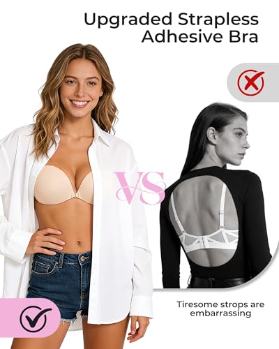 Falorda Backless Strapless Adhesive Bra - Reusable & Invisible