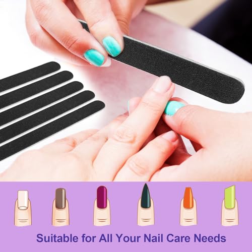 24 Pack Wooden Nail Files with 100/180 Grit for Natural Nails - Manicure Tool Set