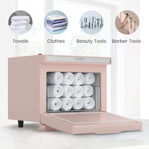 TASALON 8L Towel Warmer Hot Cabinet Box, Aluminum Inner Chamber, Removable Tray, Fast Heating for Beauty Spa Salon Massage - Pink
