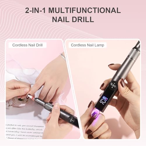 ShineCai 2-in-1 Electric Nail Drill & UV Lamp - 35000 RPM, Cordless