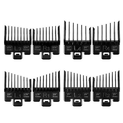 Fade Guide Set Compatible with Most Wahl Clippers, Taper Guards Replacement 4 Sets, Black Color