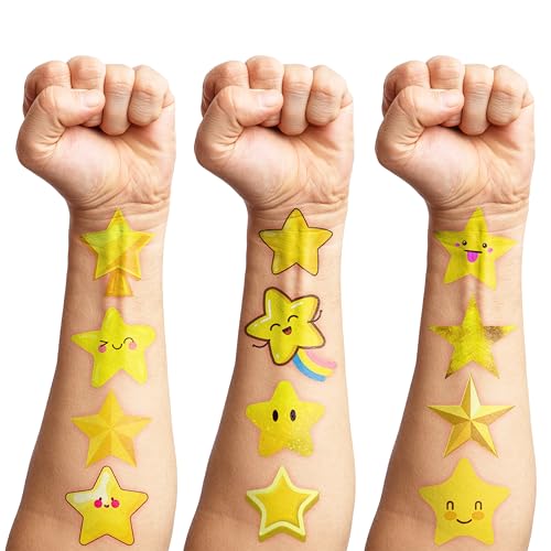100 PCS Gold Star Temporary Tattoos - Waterproof & Skin-Safe