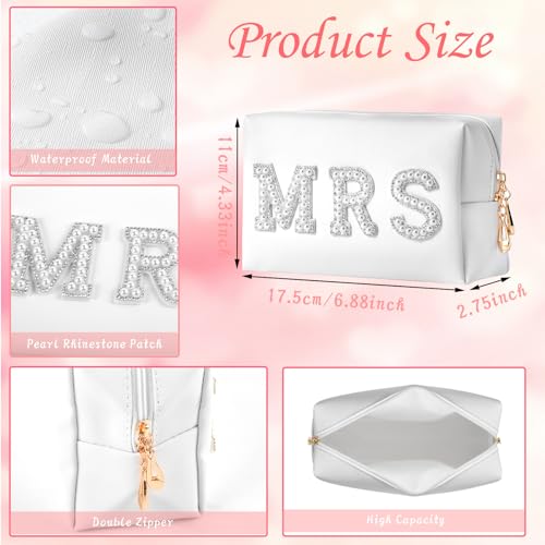 Personalized Initial Wedding Bride Slippers Robe Cosmetic Bag, Bride to Be Gift, Bridal Shower Gift, MRS Makeup Bag