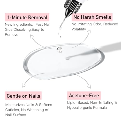 CurvLife Pinpoint Nail Glue Remover for Press-On Nails - Non-Acetone 60ml