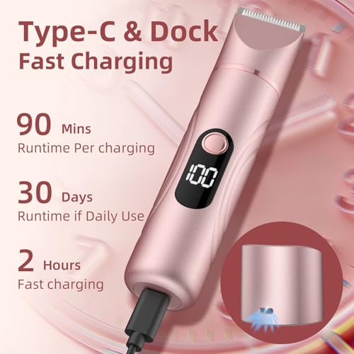 Bikini Trimmer for Women 3 in 1 Electric Shaver Razors Nose Hair Trimmer Waterproof Pubic Hair for Underarm Leg Arm Body (Rose Gold)