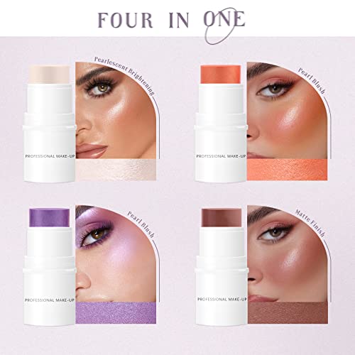 HOSAILY 4-in-1 Cream Blush Stick Set - Waterproof Makeup
