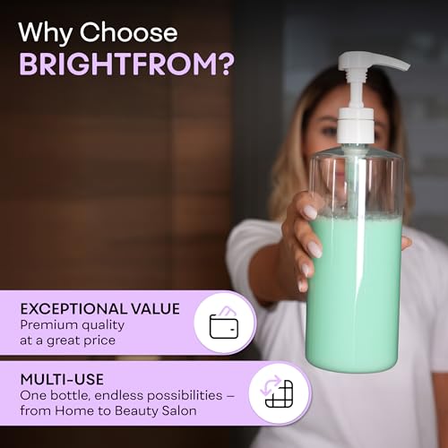 BRIGHTFROM 32 oz Pump Bottles, BPA-Free Shampoo Dispensers, 2 Pack