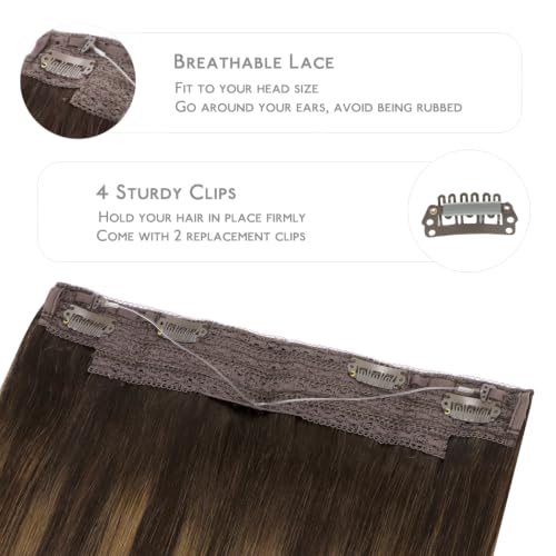 Wennalife Balayage Dark Brown Mixed Chestnut 12in 70g Wire Hair Extensions Real Remy