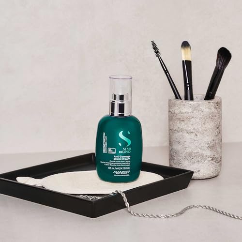 Alfaparf Milano Semi di Lino Reconstruction Bond Repair Hair Treatment Cream for Damaged Hair - Thermal Protector - Hair Breakage Repair Shield Leave-In - Vegan (4.23 oz)