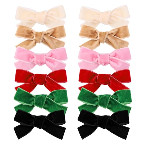 Velvet Bow Hair Clips 12-Pack – 2.8" No-Wrinkle Design for Women & Girls