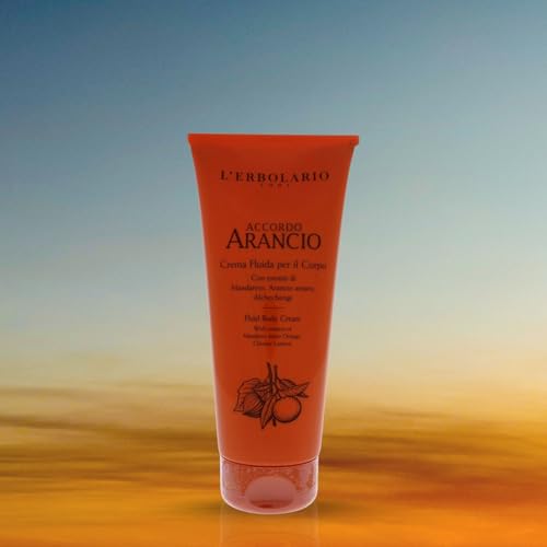 L'Erbolario Fluid Body Cream - Hydrating Body Butter for Dry Skin with Sunflower Oil - Skin Care for Elasticity, Firmness - Accordo Arancio - 6.7 oz