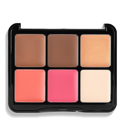 W7 Let¡¯s Face It Cream Face Palette ? Light Soft Glow - 6-Pan Bronzer, Blush & Highlight Palette - Creamy, Blendable Face Makeup