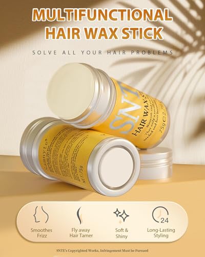 Hair Wax Stick Set with Styling Tools - 6Pc Flyaway Control Kit