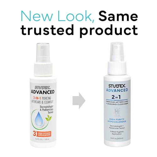 Studex Advanced 2-in-1 Hypochlorous Piercing Aftercare Spray 3.4oz – Sensitive Skin Formula