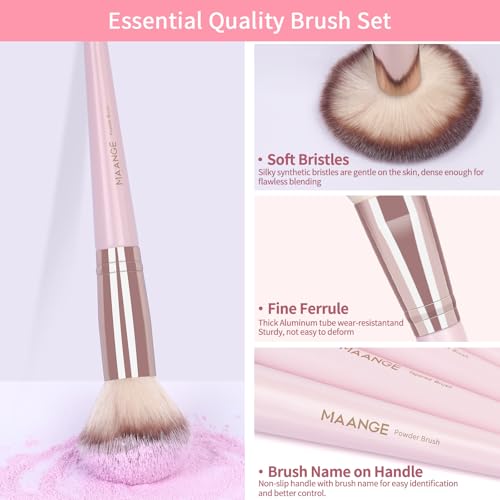 MAANGE 37 Pcs Makeup Brush Set Premium Synthetic Make Up Brushes Foundation Eye Shadow Powder Concealers Brushes Set for Beginners Professional Makeup Tool Set (Pink)