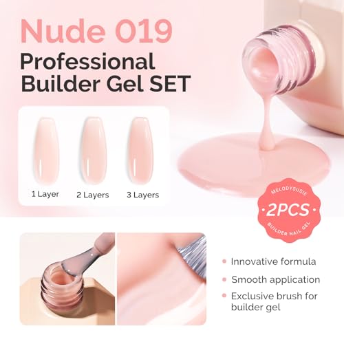 MelodySusie Builder Gel Nail Set - 2pcs Nude UV Gel