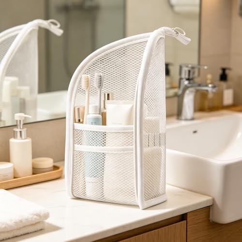 Standing Toiletry Bag with Hooks - Waterproof Travel Organizer