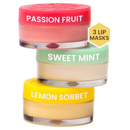 Burt's Bees Lip Mask Set, Mother's Day Gifts for Mom - Overnight Intensive Treatment Revives & Nourishes for All Day Hydration, Passion Fruit & Chamomile, Sweet Mint & Lemon Sorbet