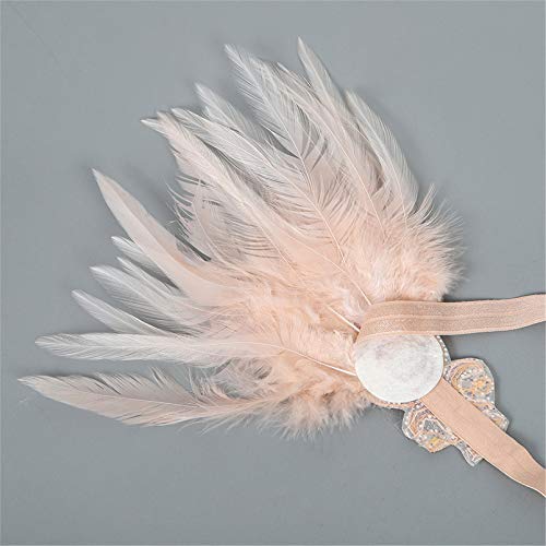 Women's Flapper Feather Headband 1920s Art Deco Roaring 20s Great Gatsby Headpiece Gatsby Costume Champagne