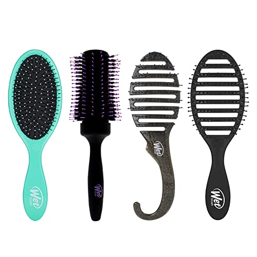 Wet Brush Bundle - Original Detangler, Speed Dry Detangler, Shower Detangler and Round Hair Brush
