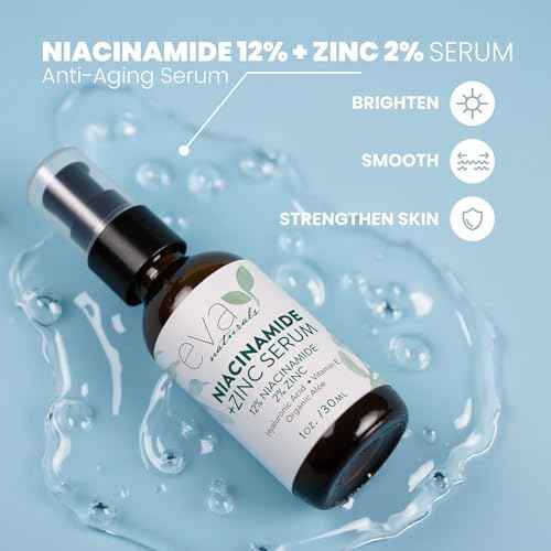 Eva Naturals Niacinamide Serum for Face with Zinc PCA & Botanical Hyaluronic Acid ? Pore Minimizer, Dark Spot & Redness Relief, Skin Tone & Texture Support ? Lightweight Cream Alternative (1 oz)