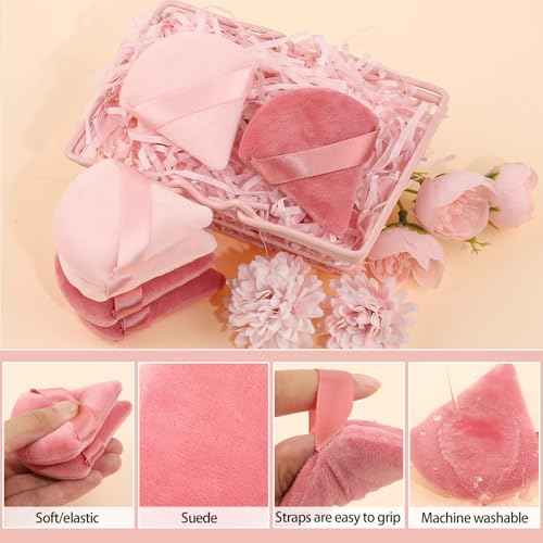 Pimoys 6 Pcs Powder Puff, Face Soft Triangle Makeup Puff Velet Makeup Sponge for Loose Powder (Pink)