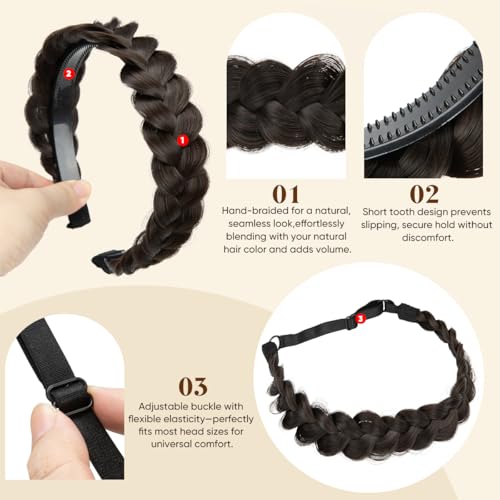 CJL HAIR 2-Pack Braided Headbands with Elastic – Hand-Woven Hair Hoops