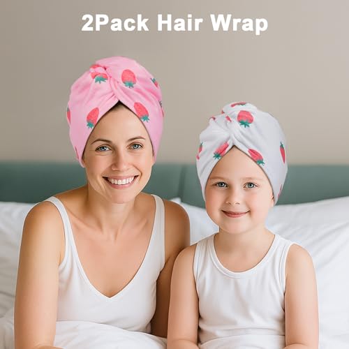 Kids Microfiber Hair Towel Wrap 2-Pack Quick Dry