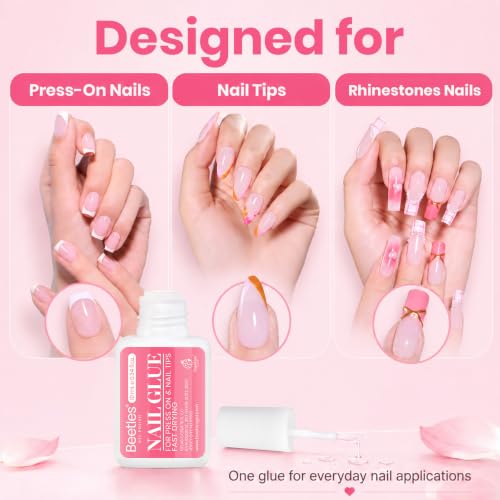 Beetles 10ML Super Strong Nail Glue for Press Ons, Tips, Acrylics - Clear Variant